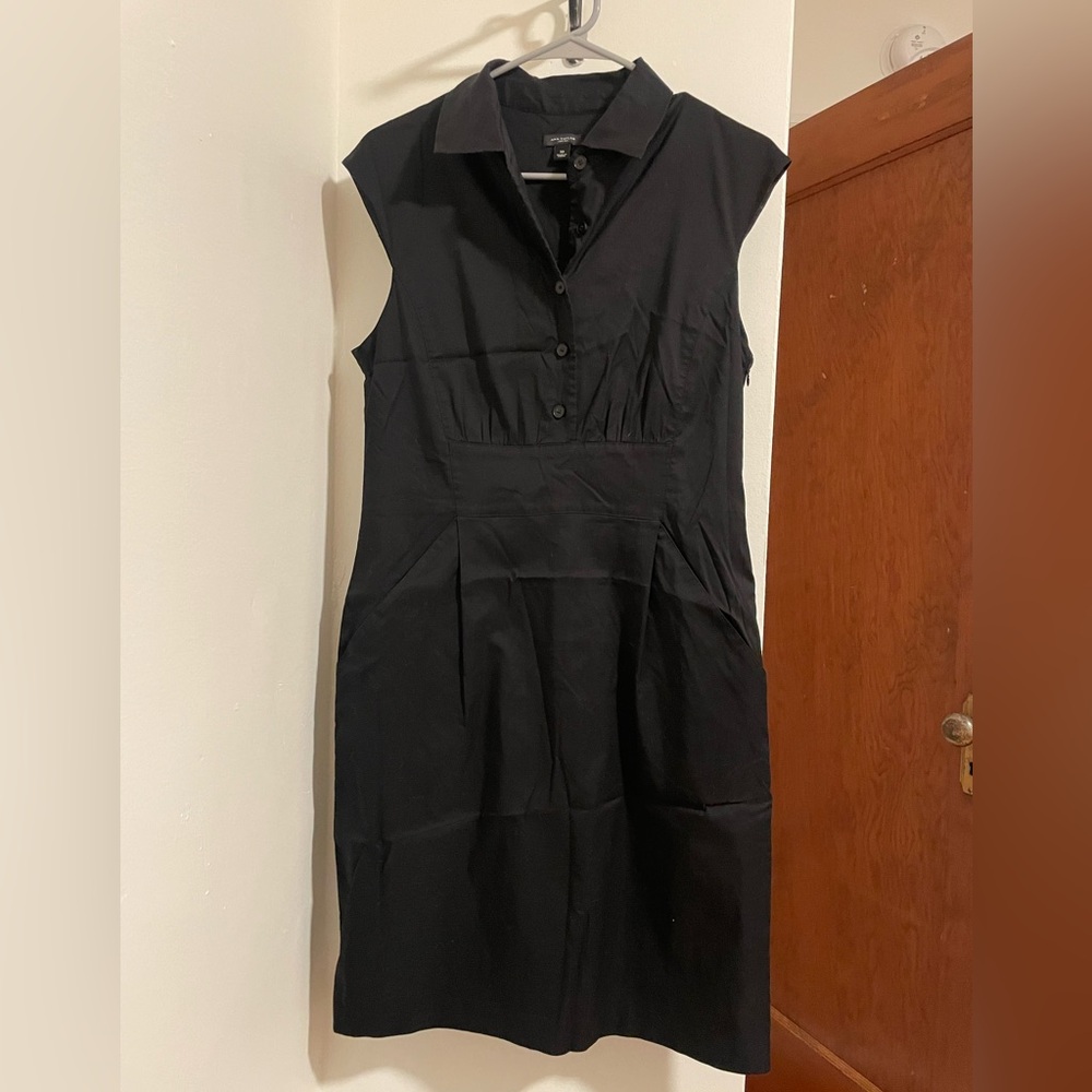 ANN TAYLOR Black Sleeveless Collar Dress Sz 10